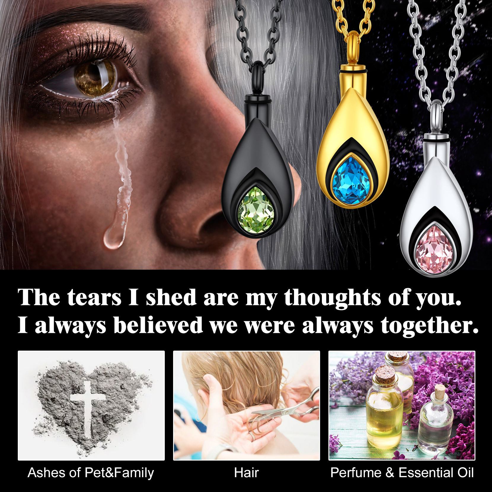 Collier Urne Personnalisé avec Pierre de Naissance pour Cendres Détail