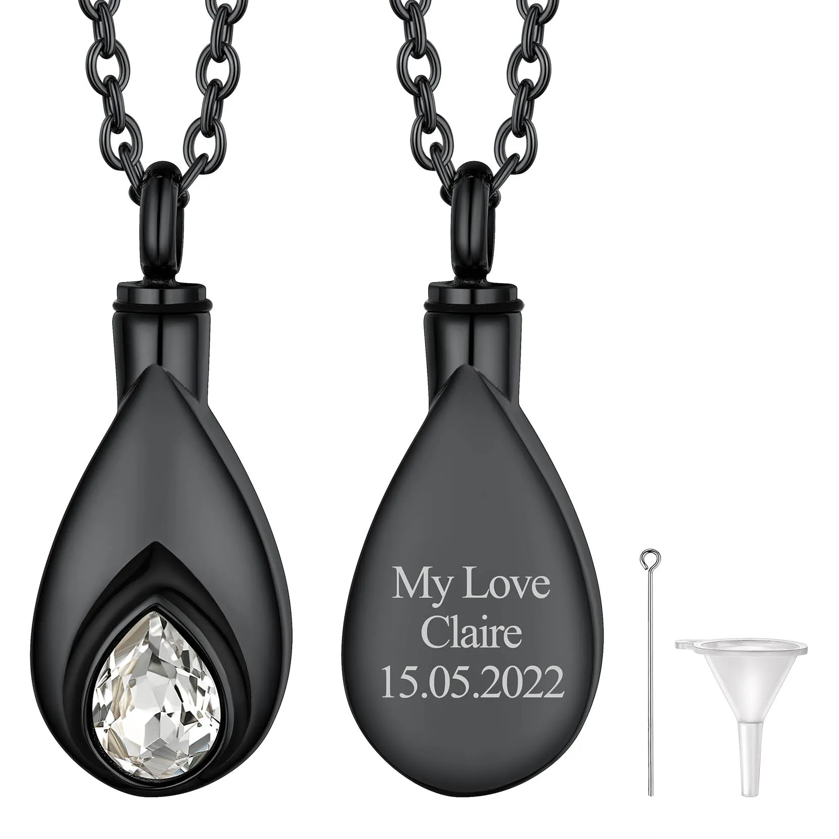 Collier Urne Personnalisé avec Pierre de Naissance Avril - Diament