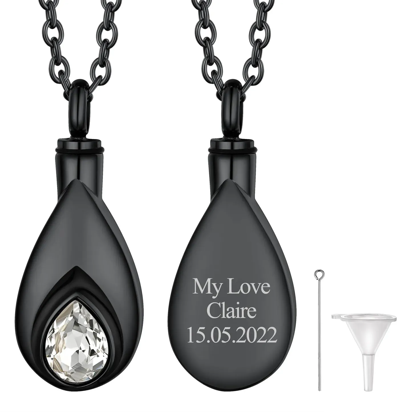 Collier Urne Personnalisé avec Pierre de Naissance Avril - Diament