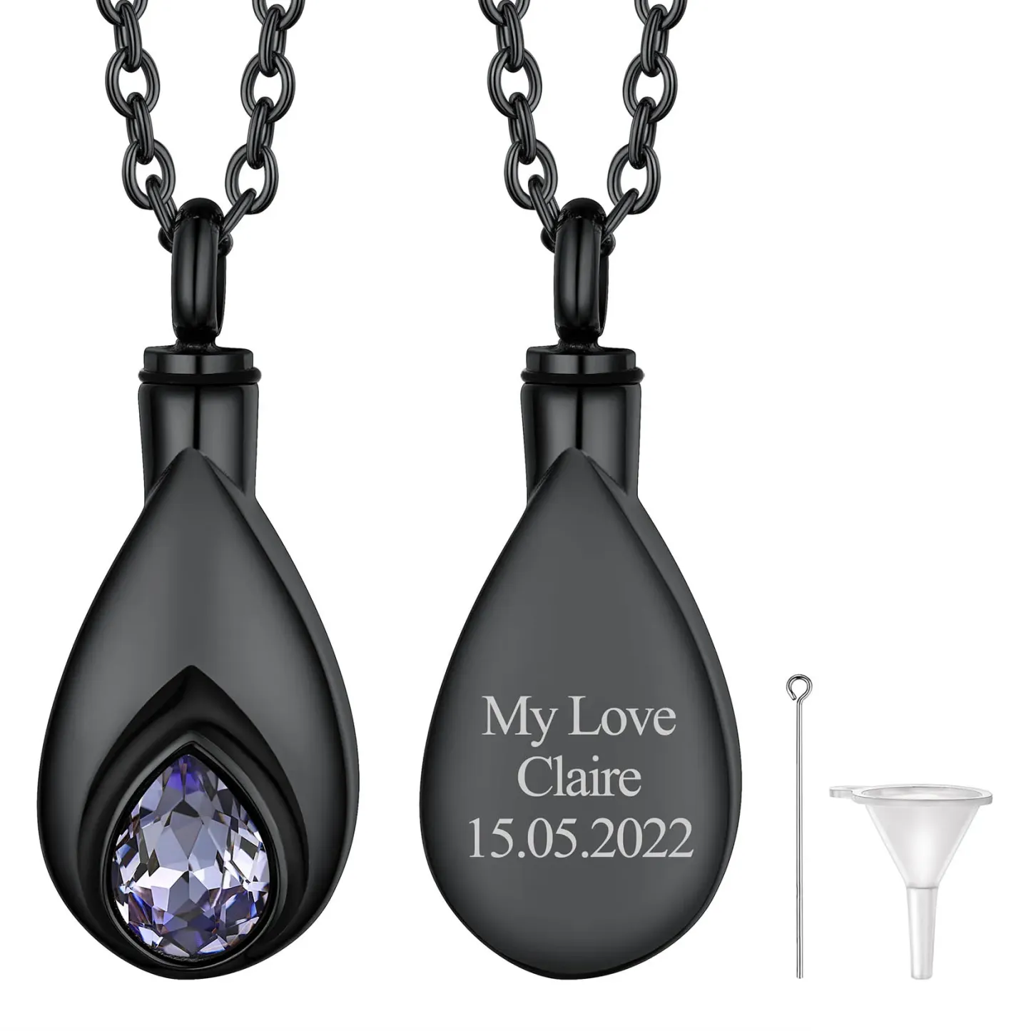 Collier Urne Personnalisé avec Pierre de Naissance Juin - Alexandrite