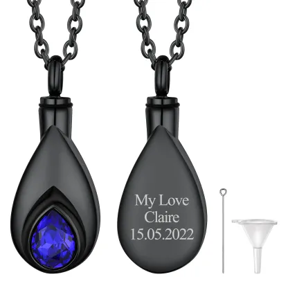 Collier Urne Personnalisé avec Pierre de Naissance Septembre - Saphir