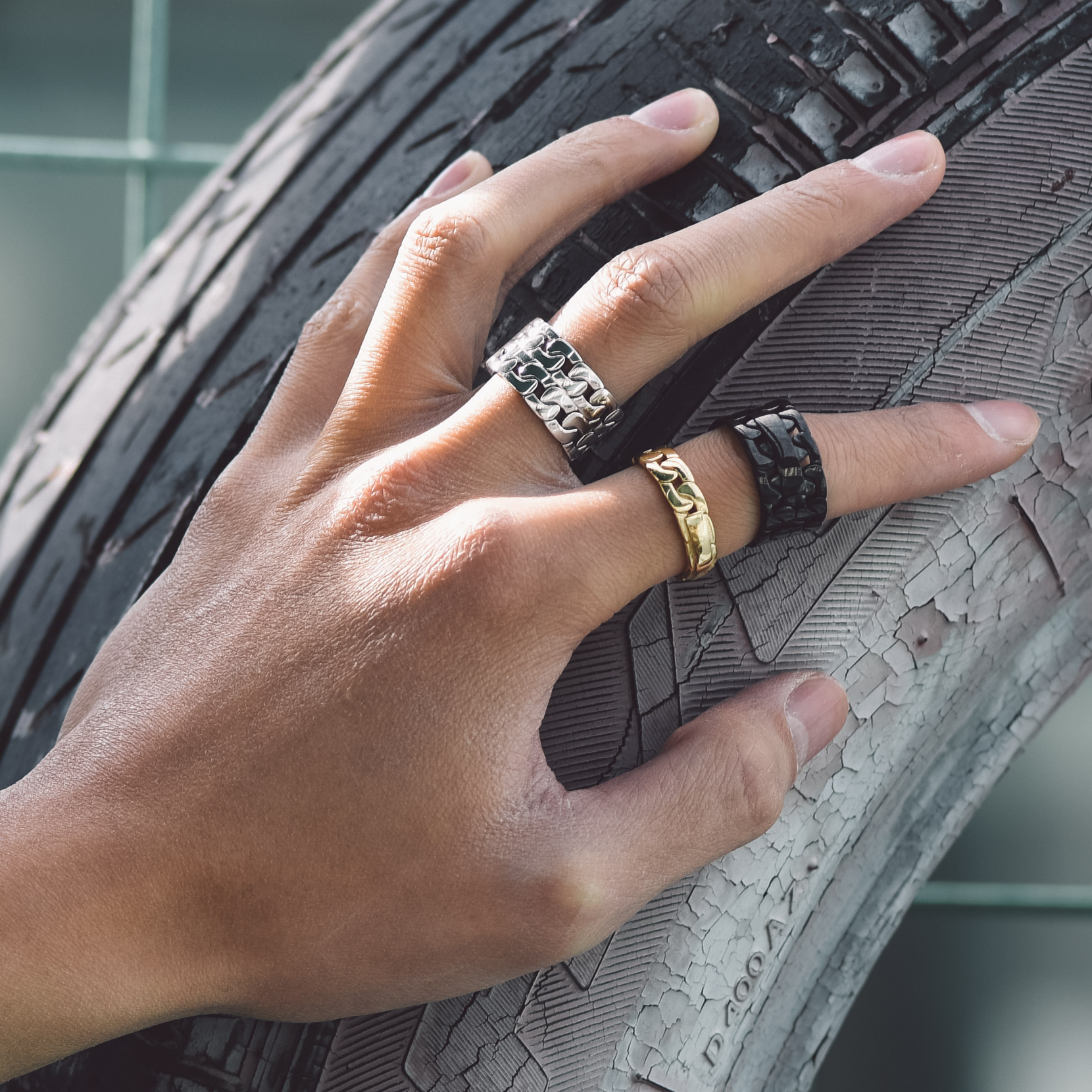 Bague Empilable en Chaîne Cubaine pour Couple Modèle