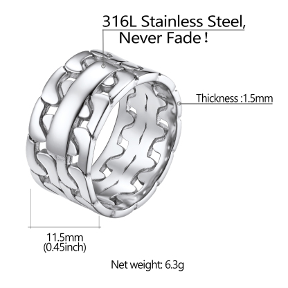 Bague Empilable Personnalisée en Chaîne Cubaine pour Couple Détail