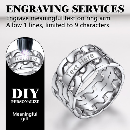 Bague Empilable Personnalisée en Chaîne Cubaine pour Couple Unique