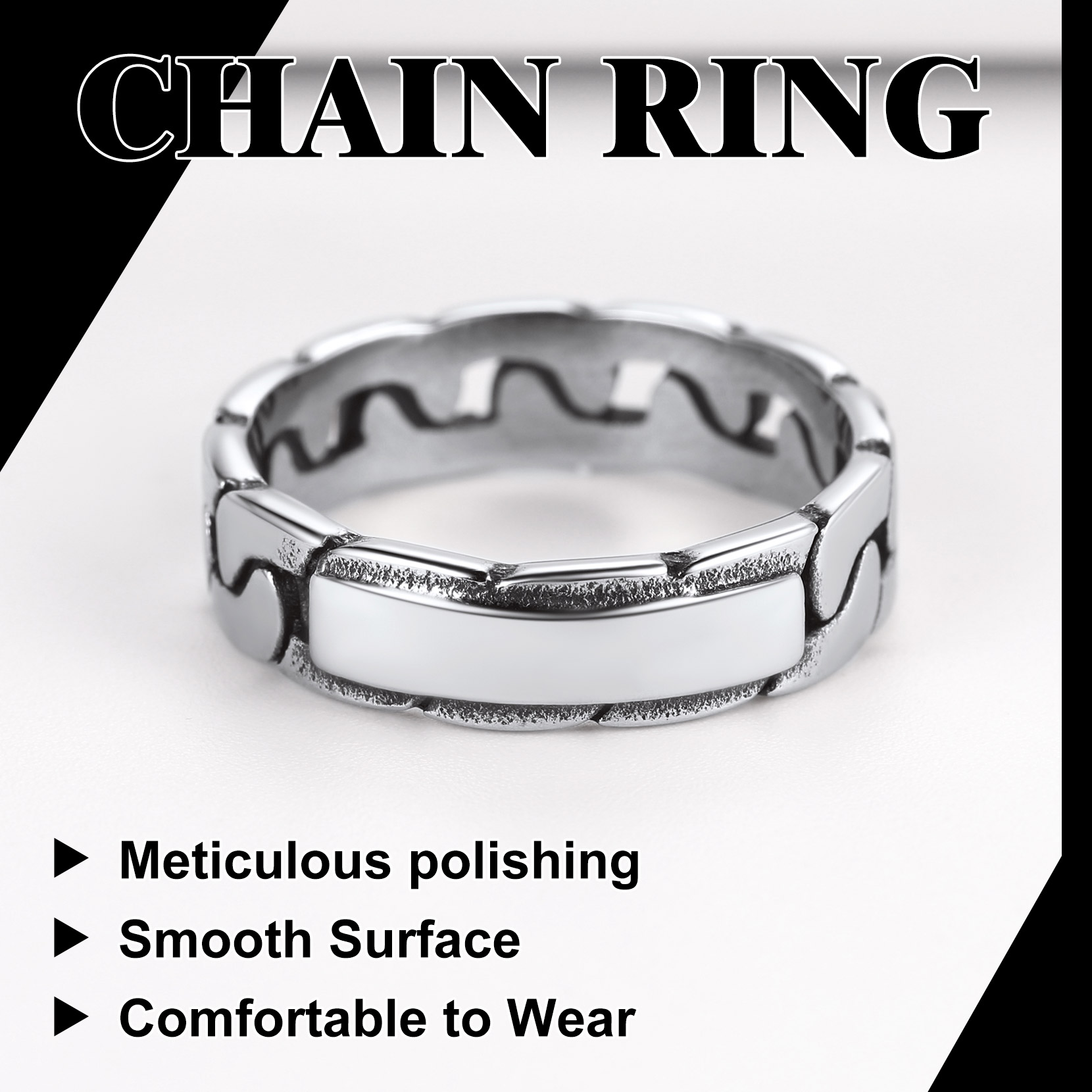 Bague Empilable Personnalisée en Chaîne Cubaine pour Couple Matériau