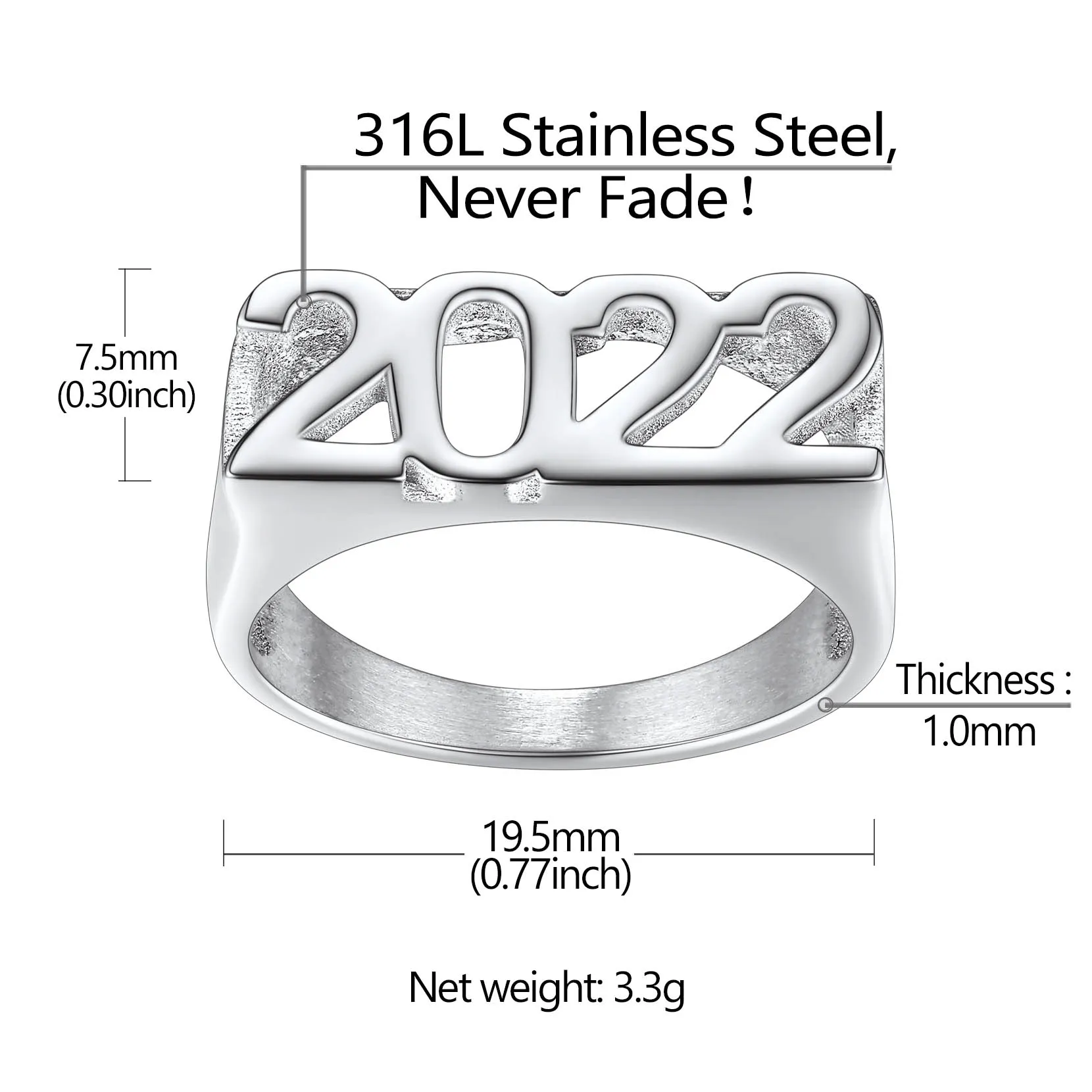 Bague Chevalière Personnalisée Numéro pour Femme Taille