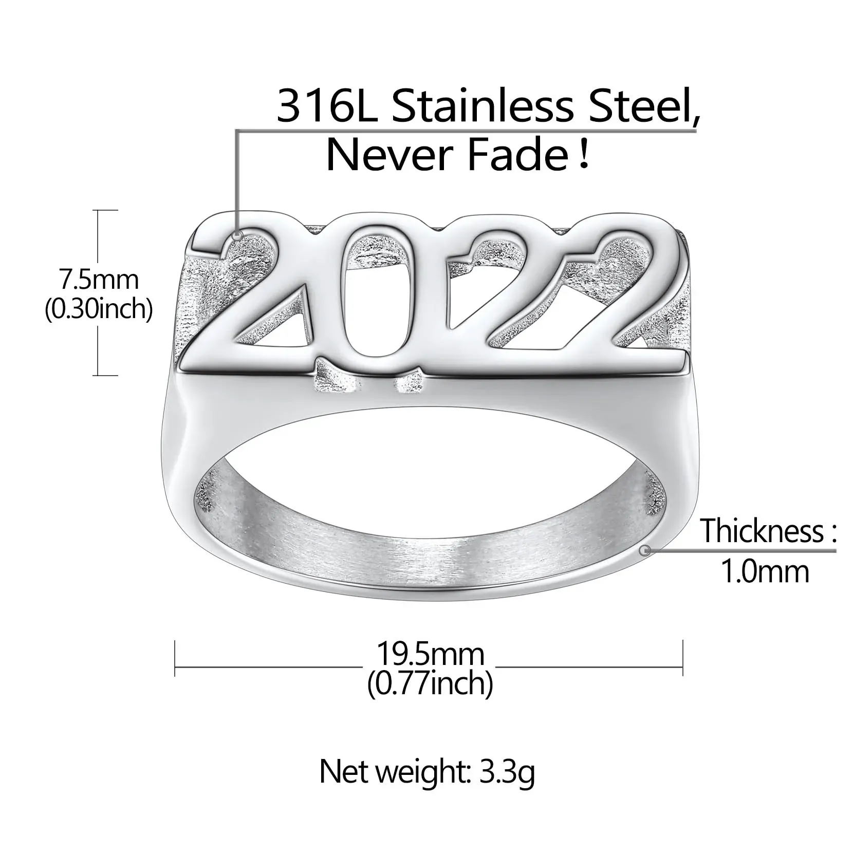 Bague Chevalière Personnalisée Numéro pour Femme Taille