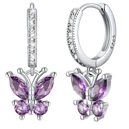 Créoles Papillon en Argent 925 Juin - Alexandrite