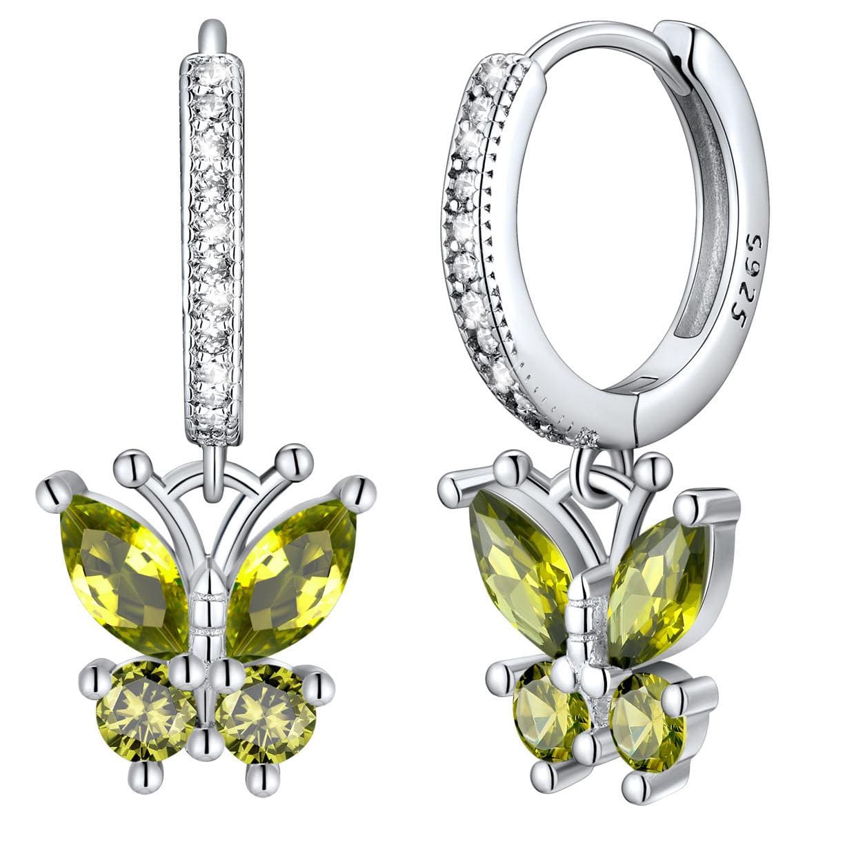 Créoles Papillon en Argent 925 Août - Péridot