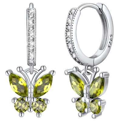 Créoles Papillon en Argent 925 Août - Péridot