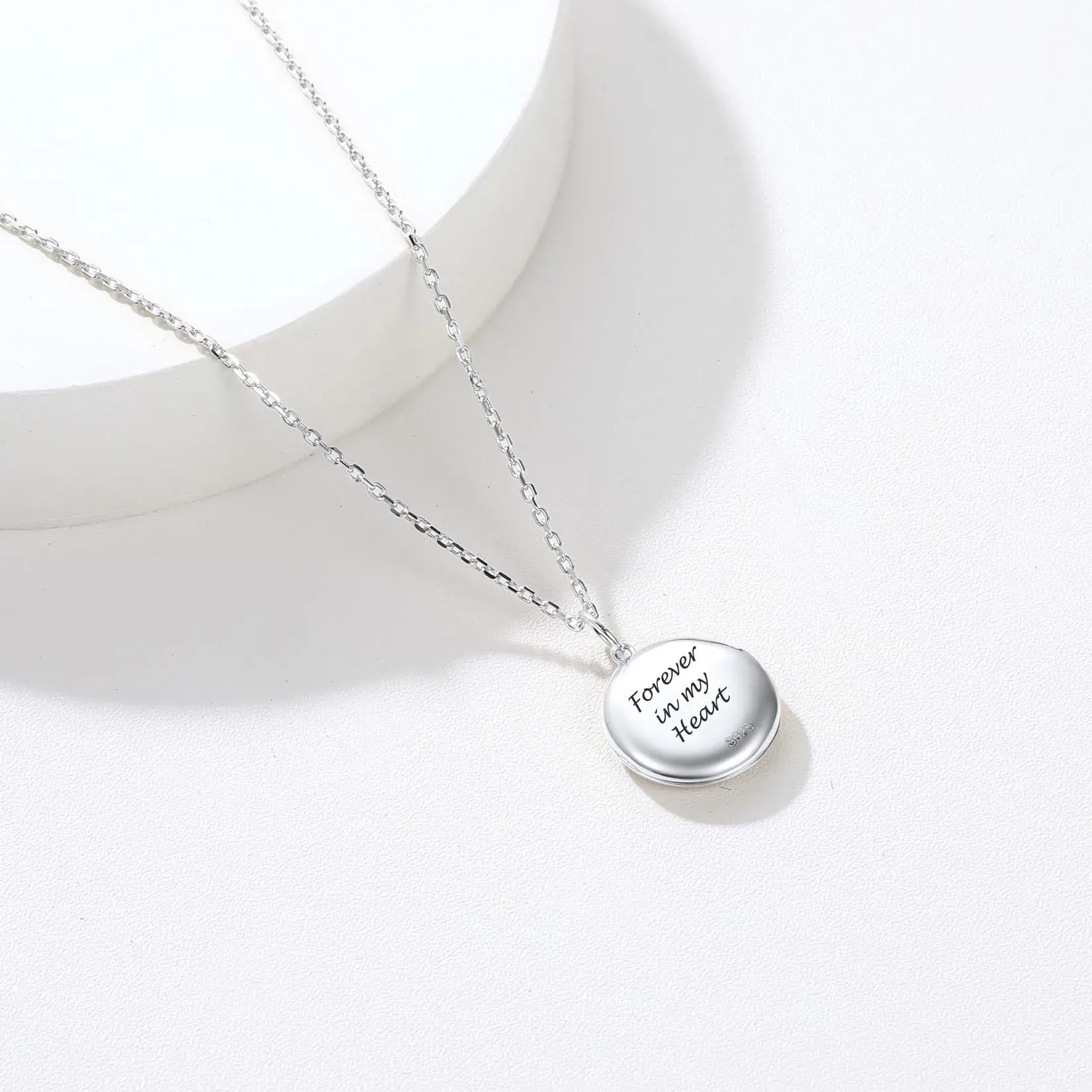 Collier Pendentif Médaillon Rond Personnalisé avec Photo pour Femme Argenté