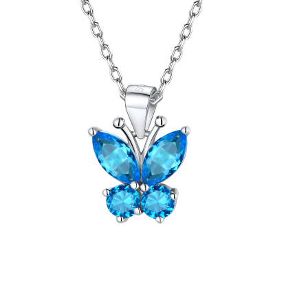 Collier Pendentif Papillon en Argent Sterling avec Pierre de Naissance Décembre-Tanzanite