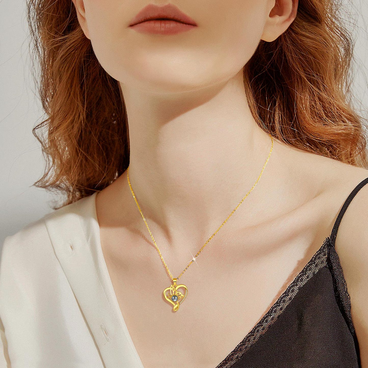 Collier Pendentif Papillon avec Projection Photo 