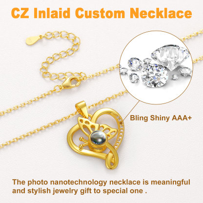 Pendentif Papillon avec Projection Photo Personnalisée Détail