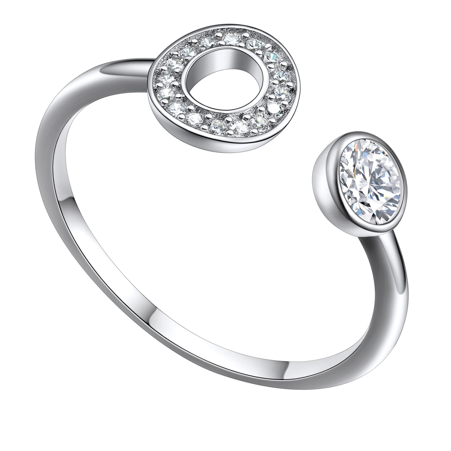  Bagues Ajustables en Argent Sterling avec  Initiales A-Z en Zircon Cubique O