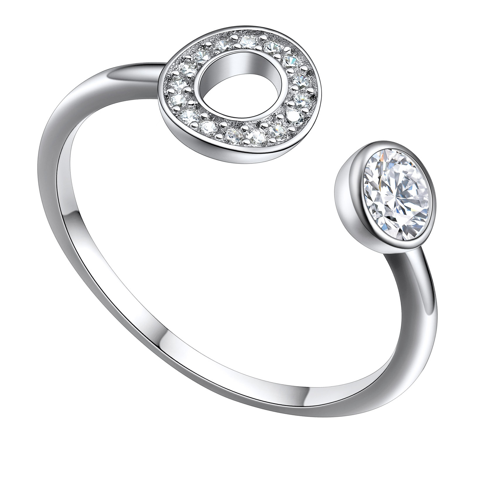  Bagues Ajustables en Argent Sterling avec  Initiales A-Z en Zircon Cubique O