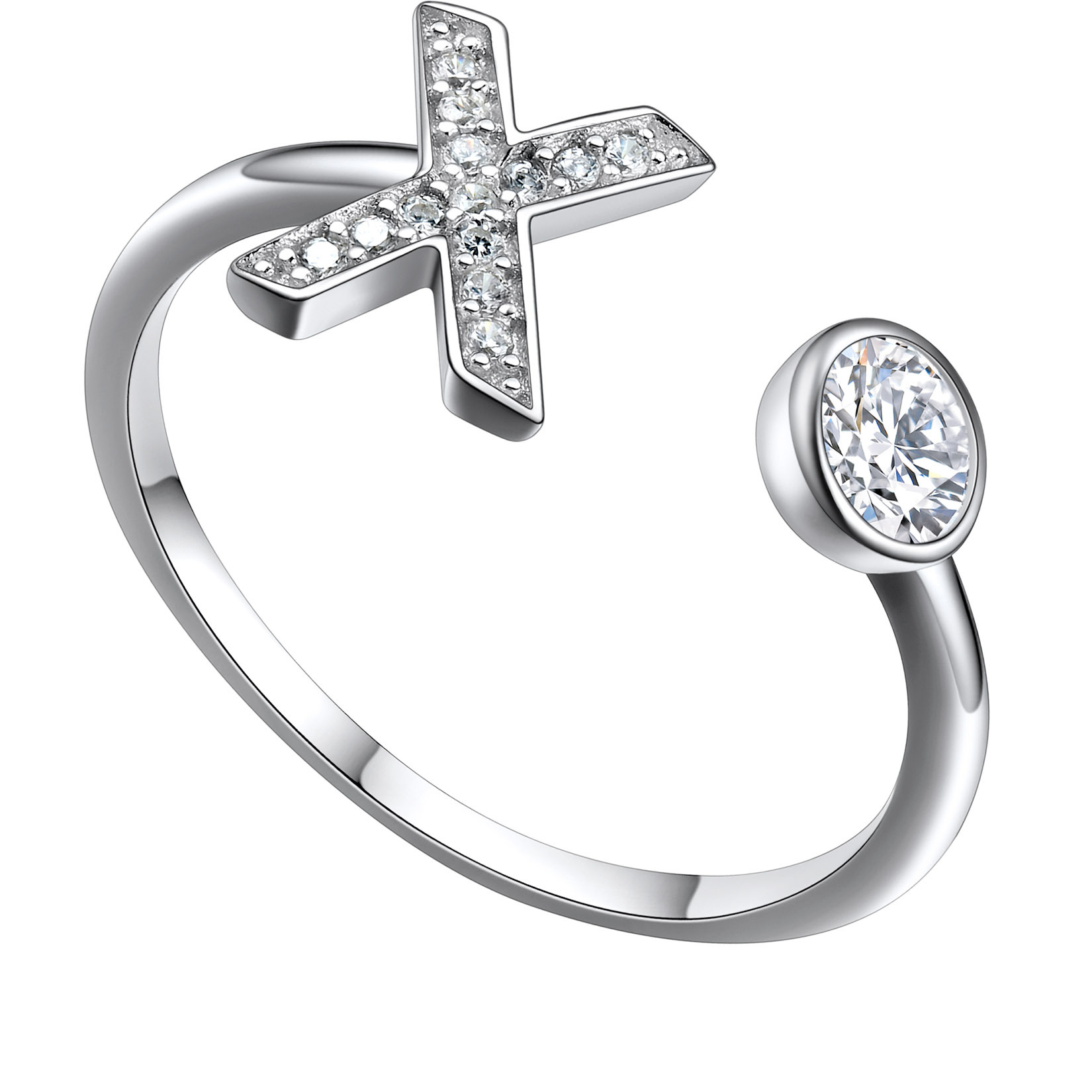  Bagues Ajustables en Argent Sterling avec Initiales A-Z en Zircon Cubique X