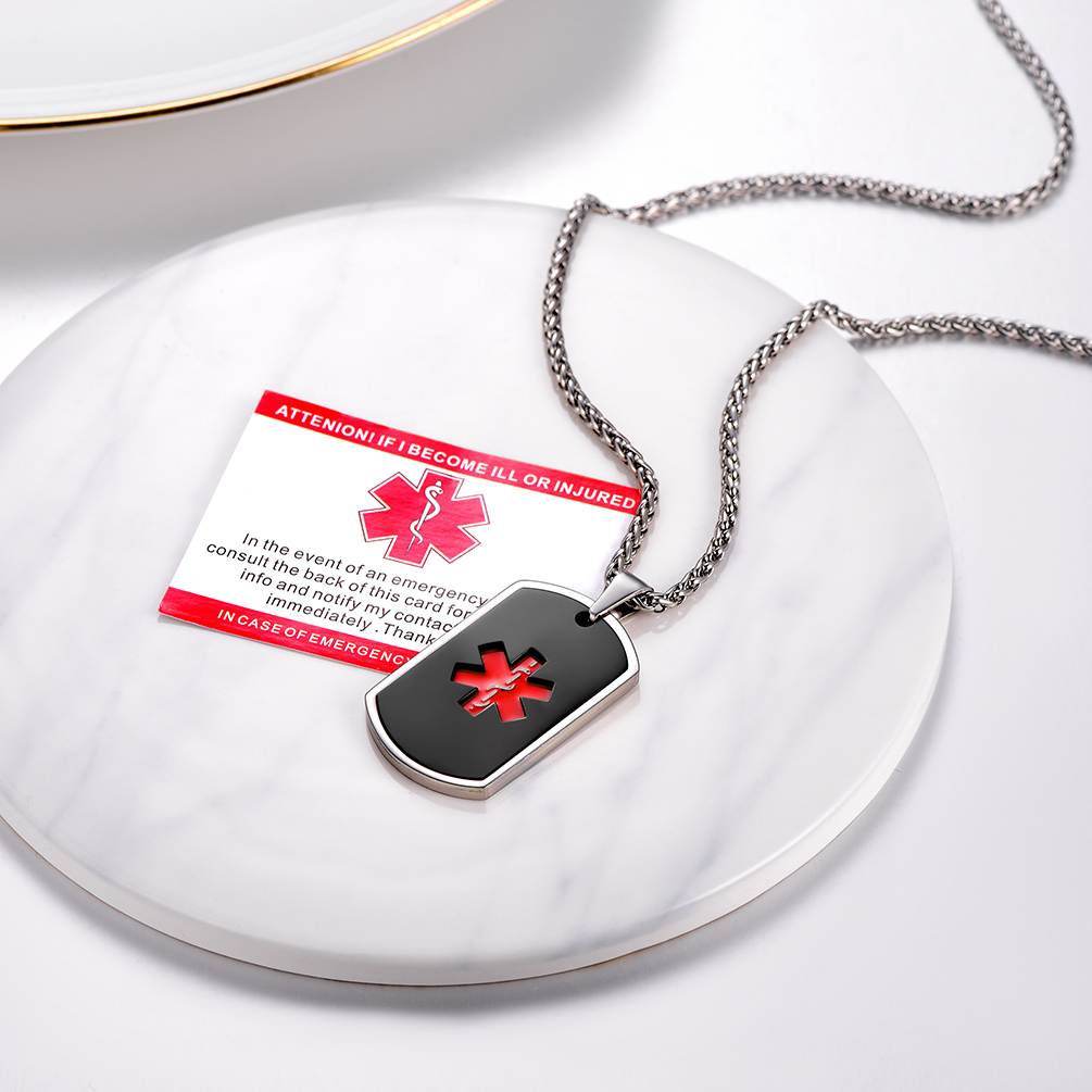 Collier Médical Personnalisé en Acier Inoxydable 316