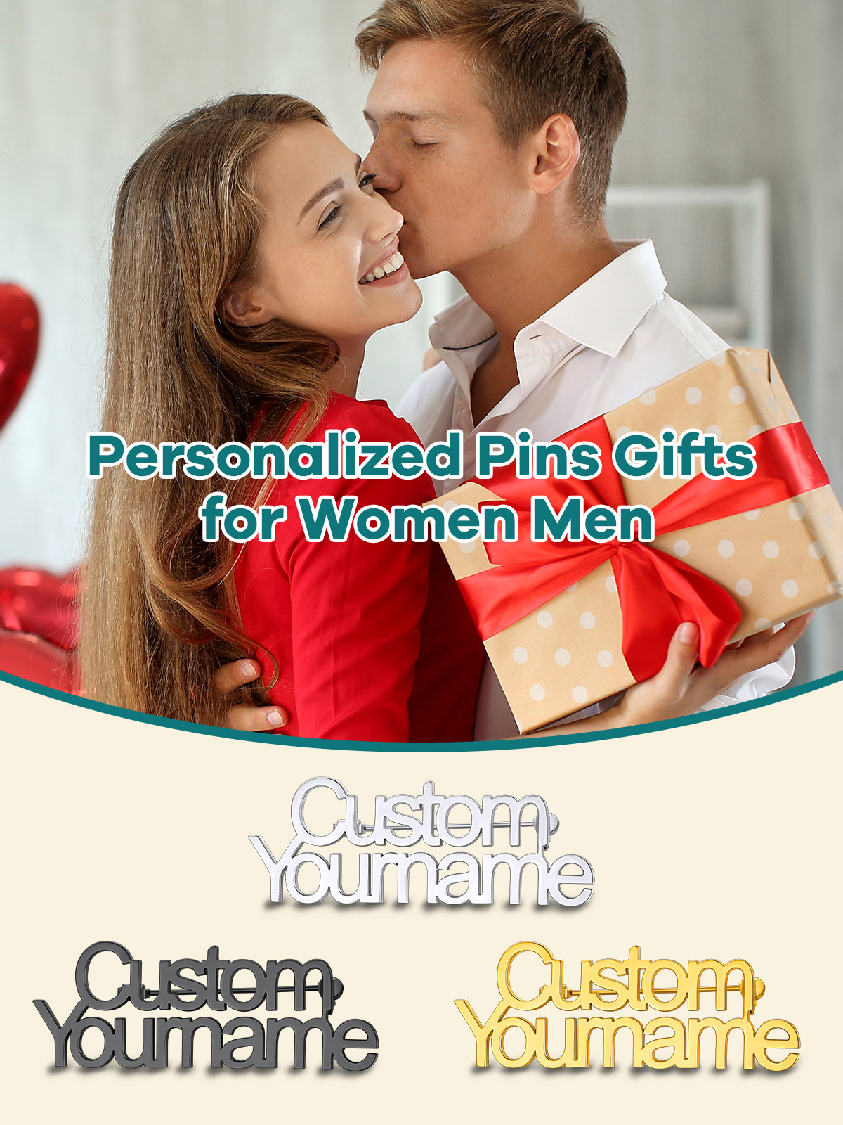 Broche Personnalisée avec Nom en Acier inoxydable Cadeau