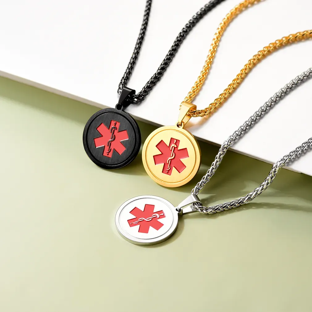 Collier Collection Médical d'Alerte Personnalisé Gravé