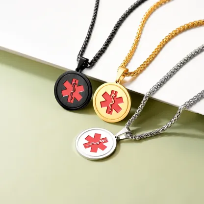 Collier Collection Médical d'Alerte Personnalisé Gravé