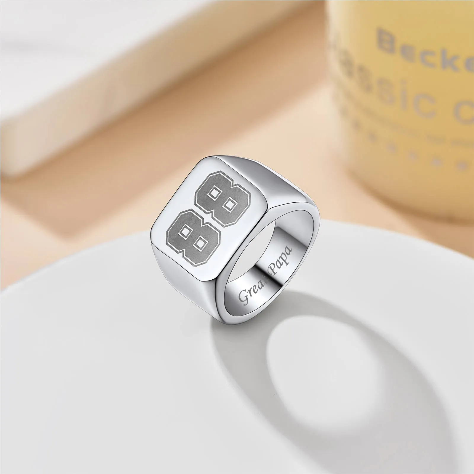 Bague avec Numéro pour Hommes Argenté