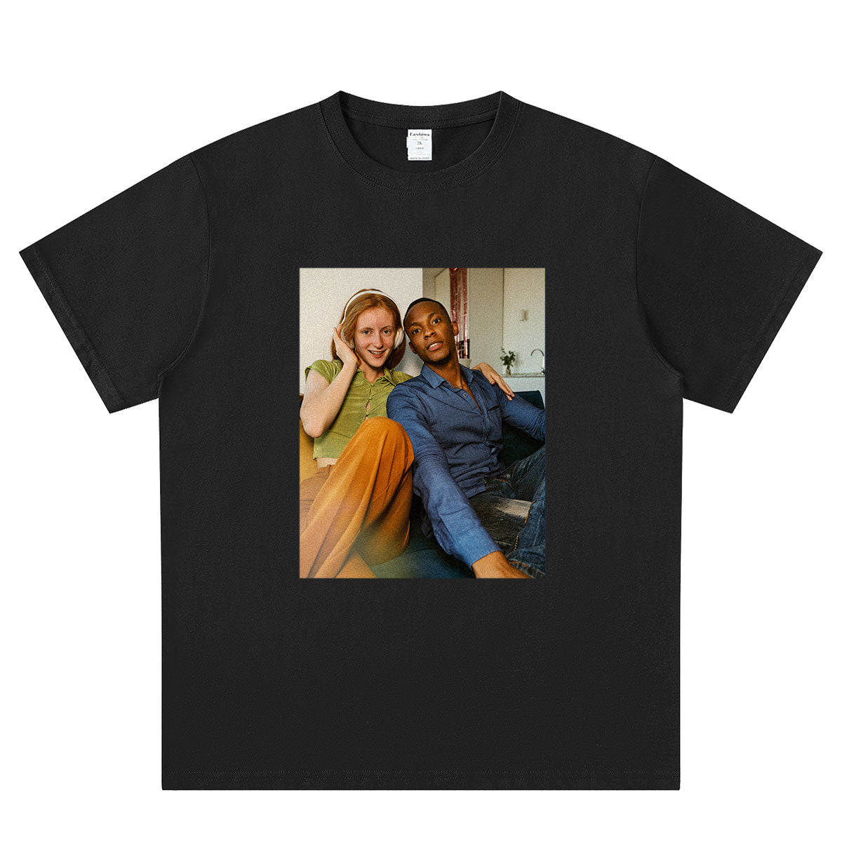 T-shirt Personnalisé avec Photo Noir pour Homme et Femme Noir