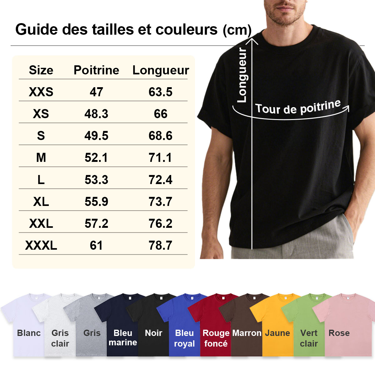 T-shirt Personnalisé avec Photo Taille
