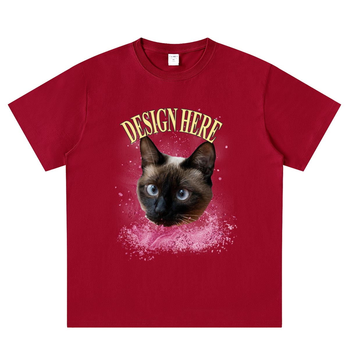 T-shirt Rouge Foncé Personnalisé avec Photo et Texte