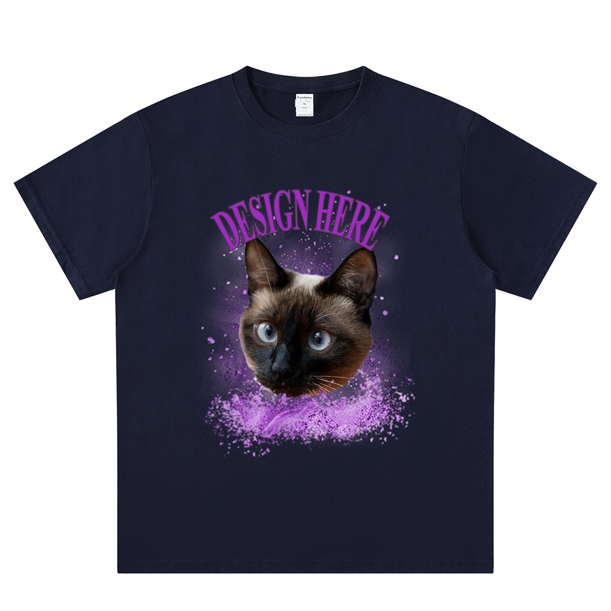 T-shirt Bleu Marine Personnalisé avec Photo et Texte