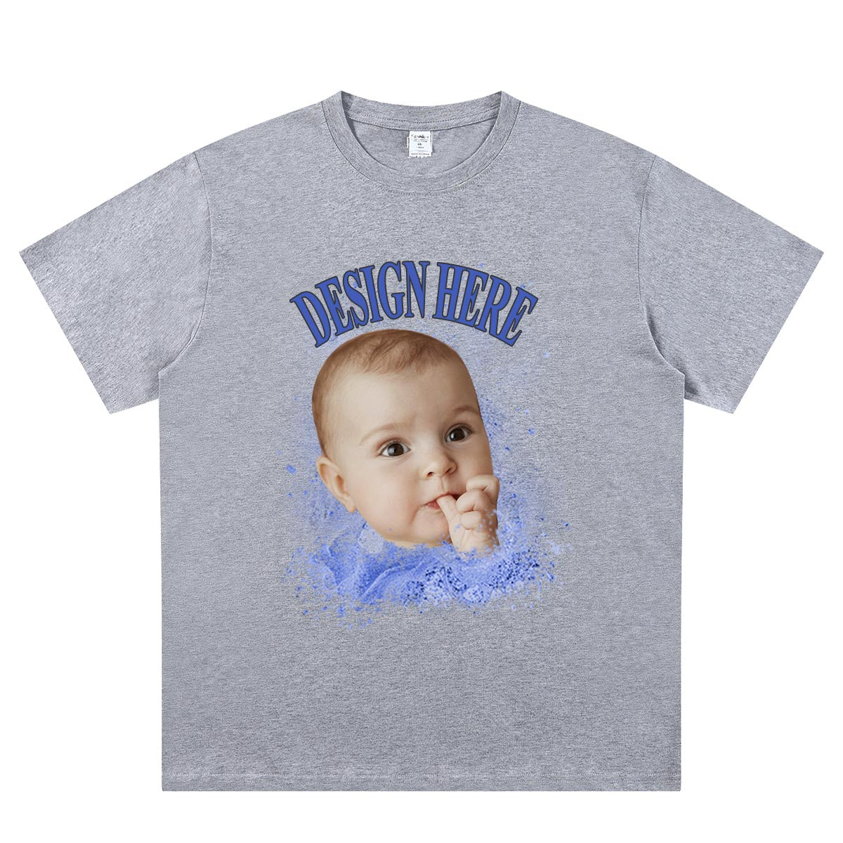 T-shirt Gris Personnalisé avec Photo et Texte