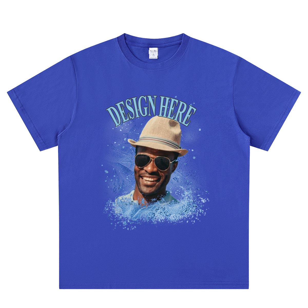 T-shirt Bleu Royal Personnalisé avec Photo et Texte