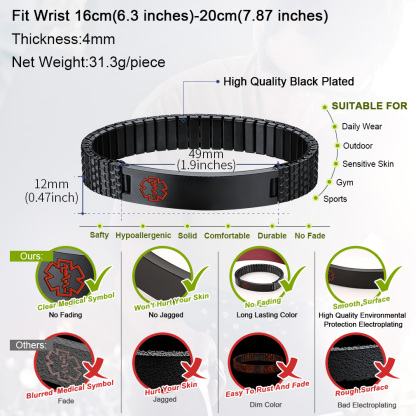 Bracelet Médical Personnalisé pour Conditions de Santé Détail