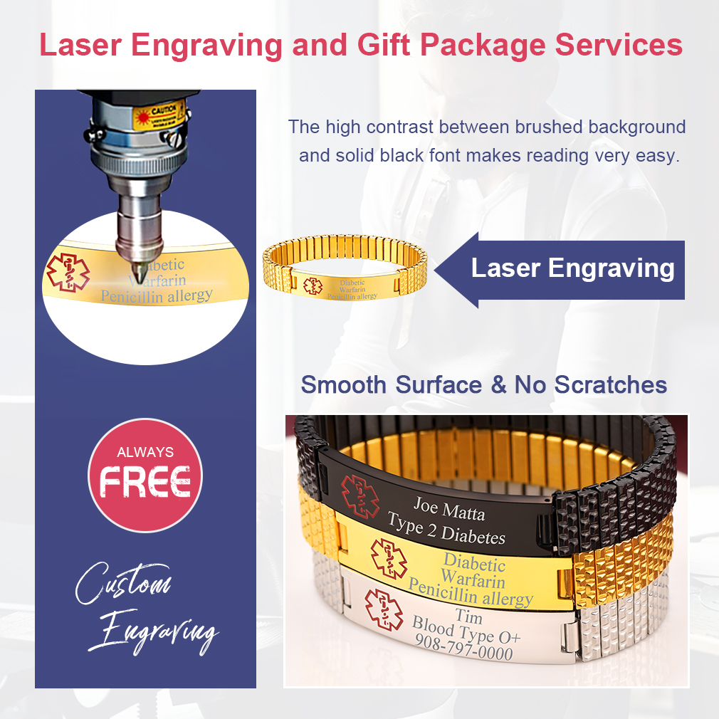 Bracelet Médical Personnalisé pour Conditions de Santé Cadeau