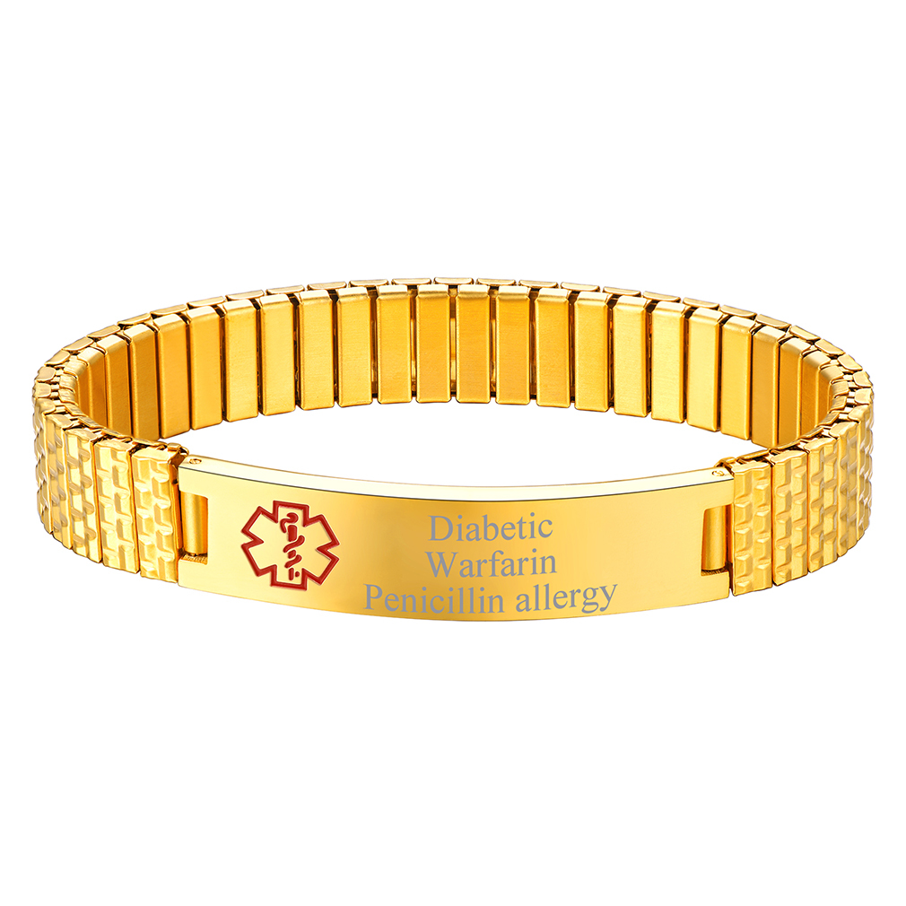 Bracelet Médical Personnalisé pour Conditions de Santé Or
