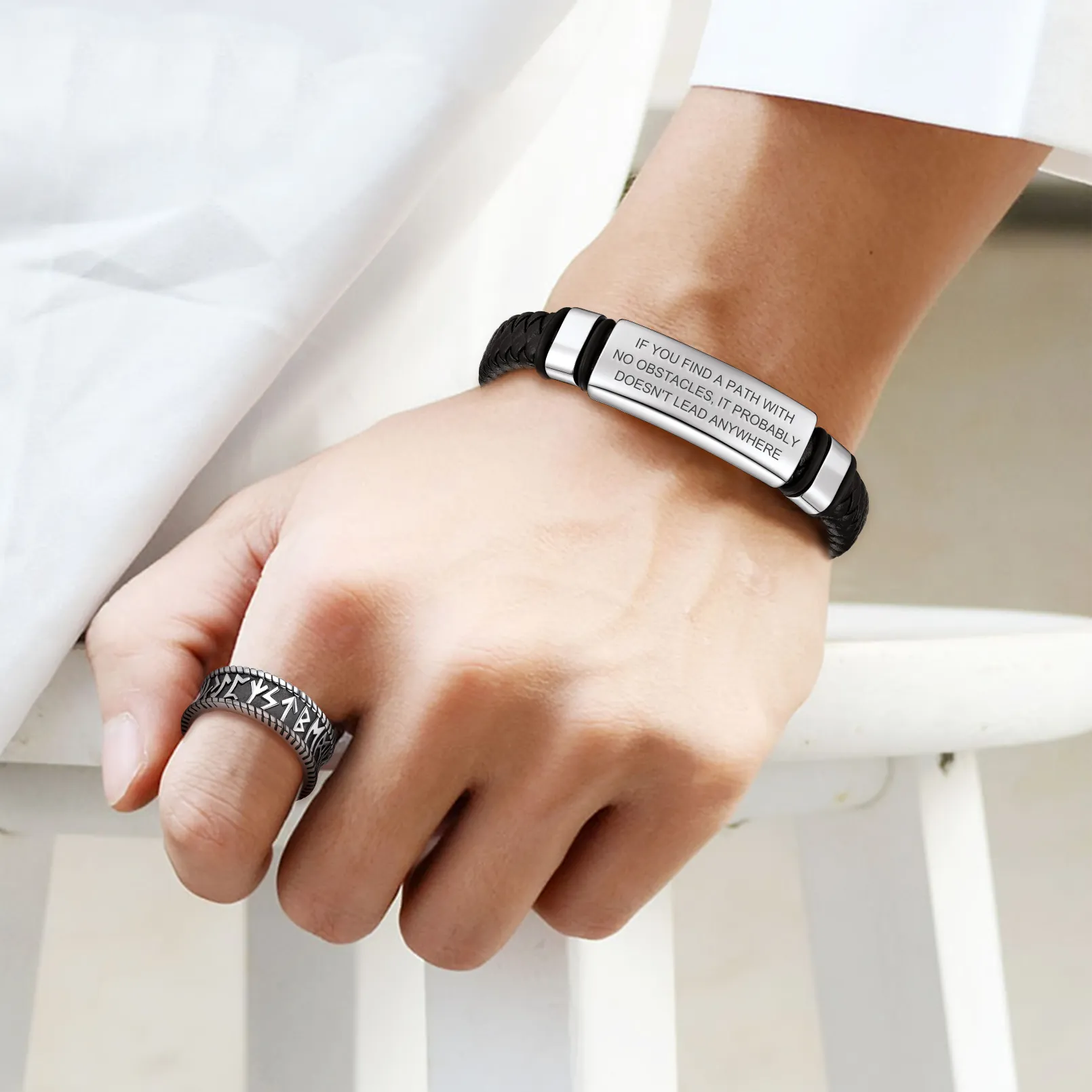 Bracelet en Cuir Tressé Personnalisé  pour Homme