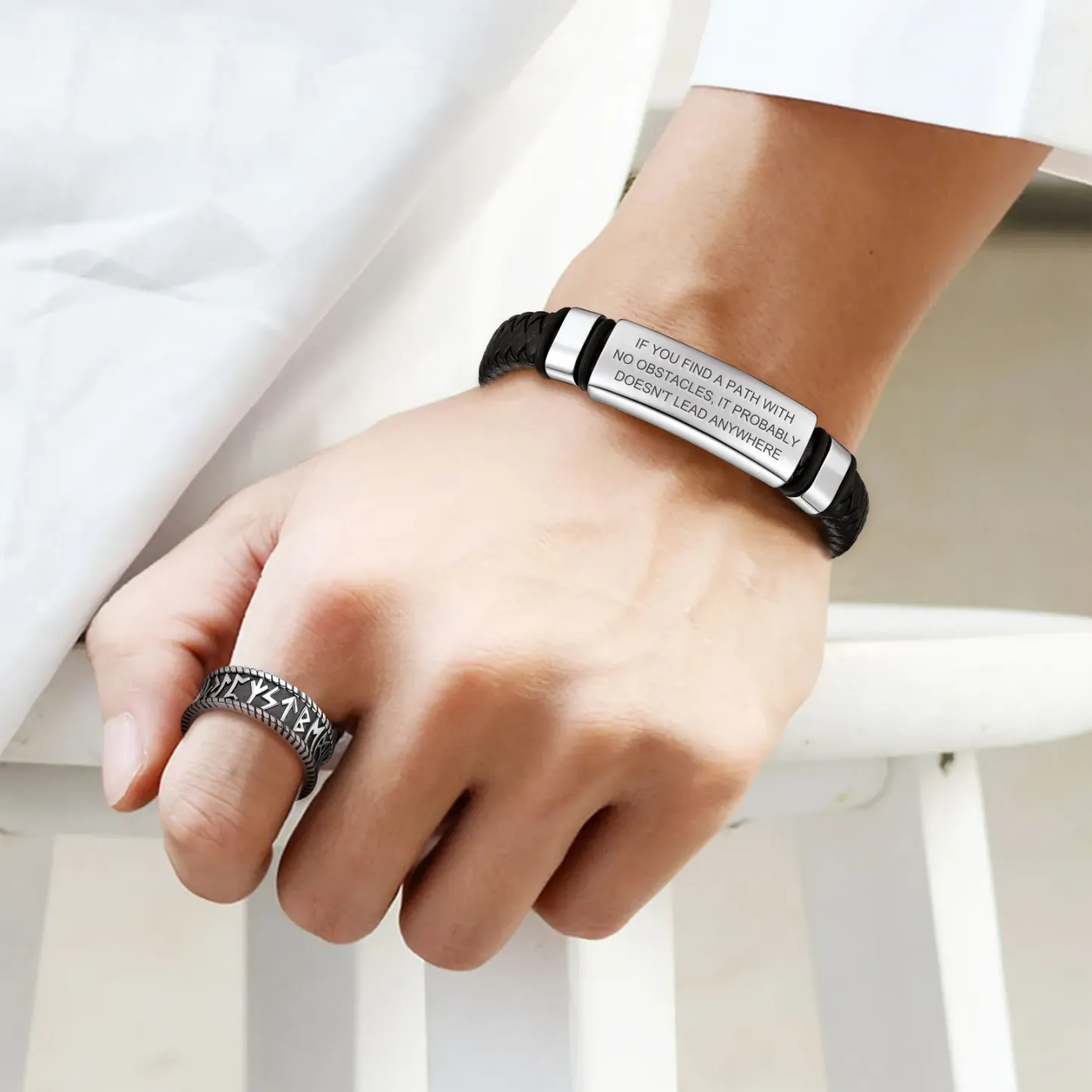 Bracelet en Cuir Tressé Personnalisé  pour Homme