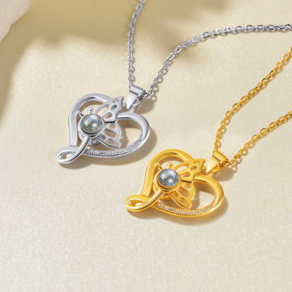Collier Pendentif Papillon avec Projection Photo Personnalisée Collection