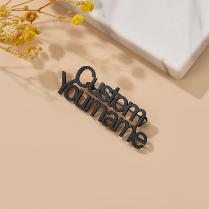 Broche Personnalisée avec Nom en Acier inoxydable Noir
