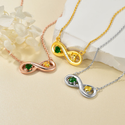 Collier Collection Infini Personnalisé avec Gravure et Pierres de Naissance