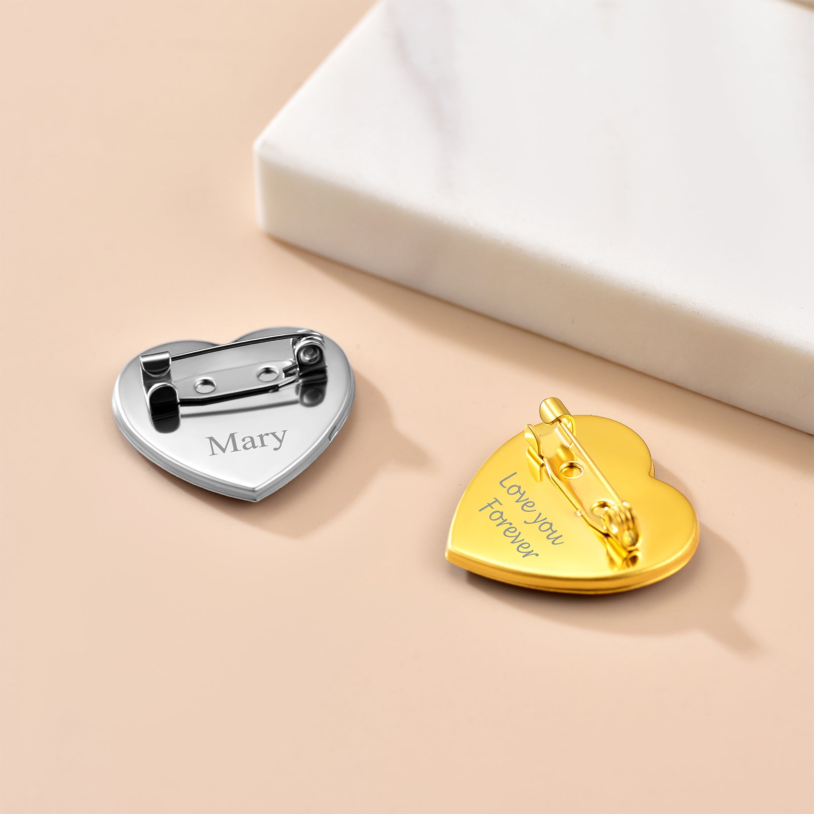 Broche Cœur Personnalisées avec Photo pour Bouquet de Mariage