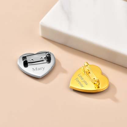 Broche Cœur Personnalisées avec Photo pour Bouquet de Mariage