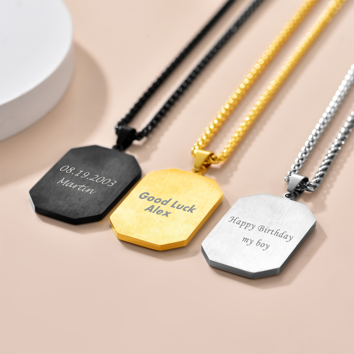 Collier Pendentif Photo Personnalisé avec Zircon Cubique pour Homme Collection