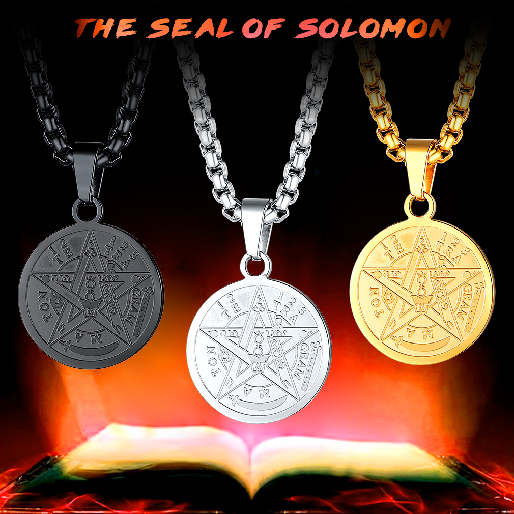 Collier Pentagramme Plaqué avec Pendentif Wiccan Païen Gravé Collection