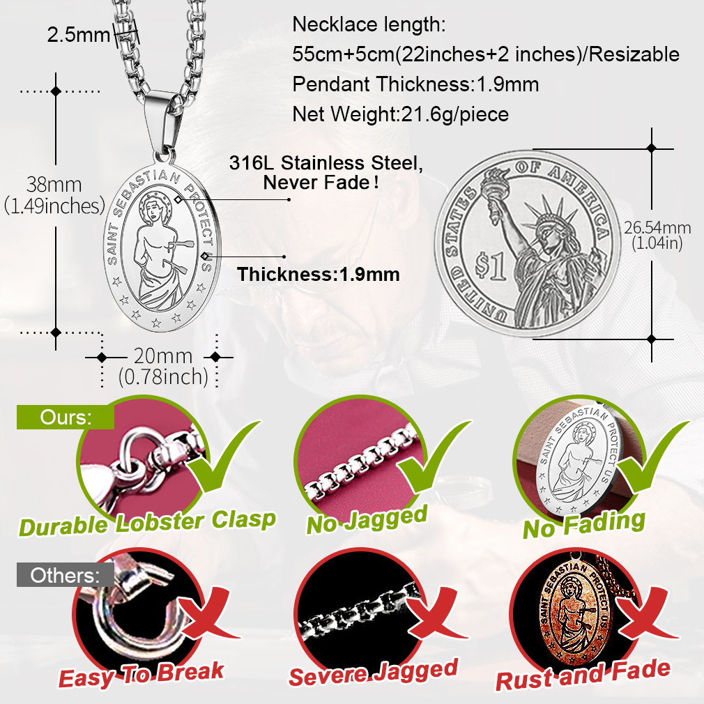 Collier Saint Sébastien Personnalisé avec Gravure de Nom Comparaison