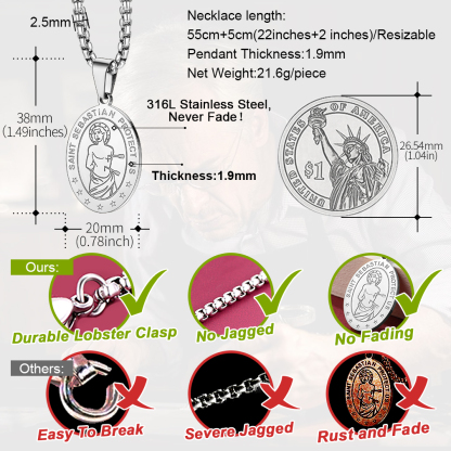 Collier Saint Sébastien Personnalisé avec Gravure de Nom Comparaison