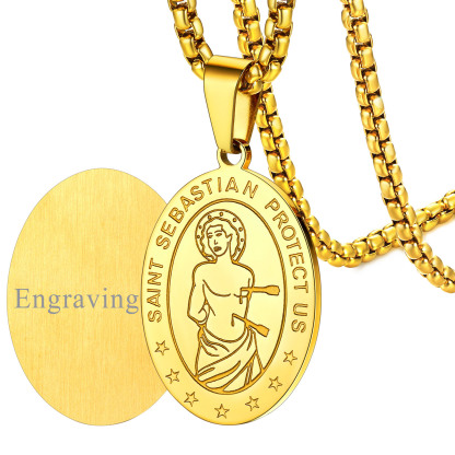 Collier Saint Sébastien Personnalisé avec Gravure de Nom Or