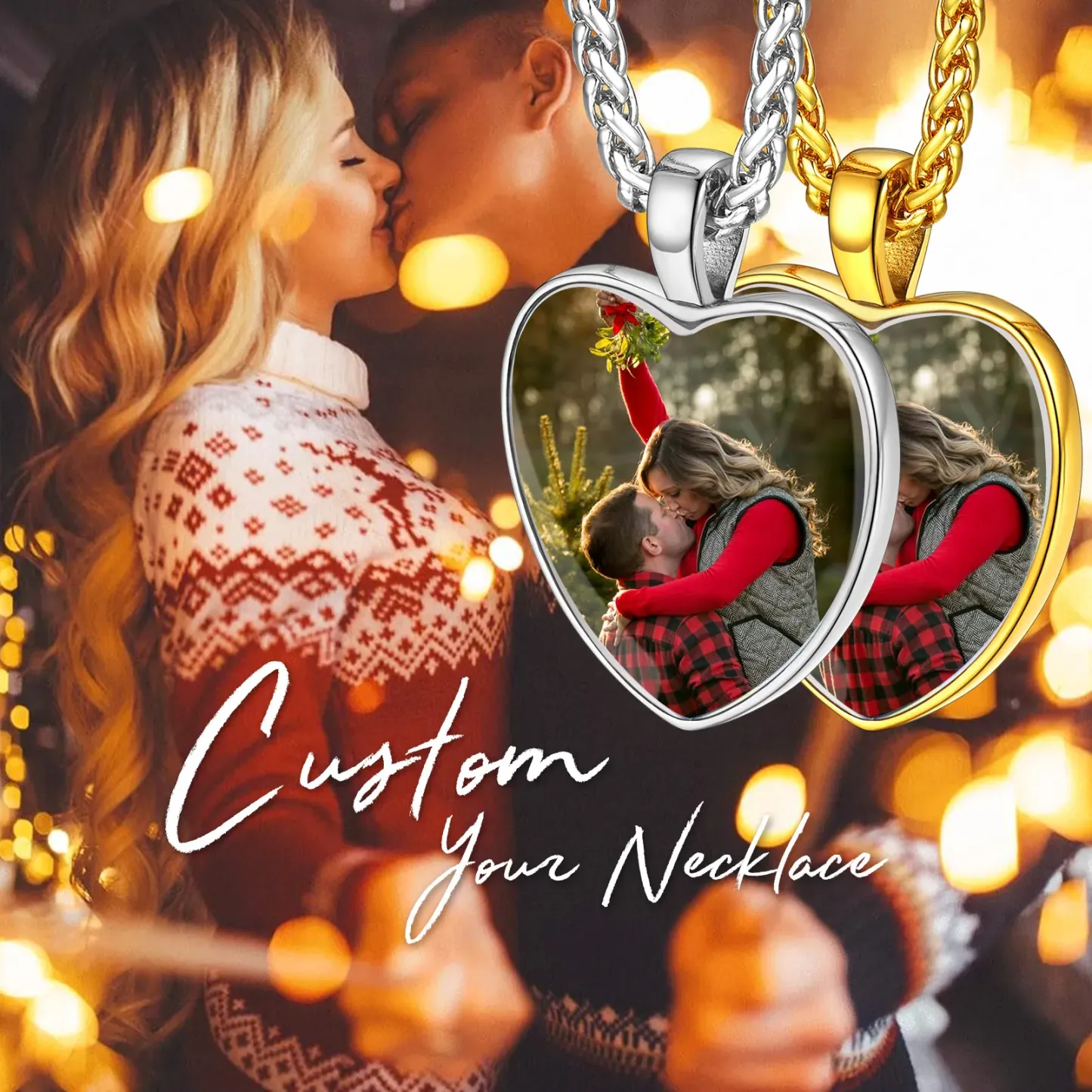 Collier Cœur Personnalisé avec Photo pour Femme