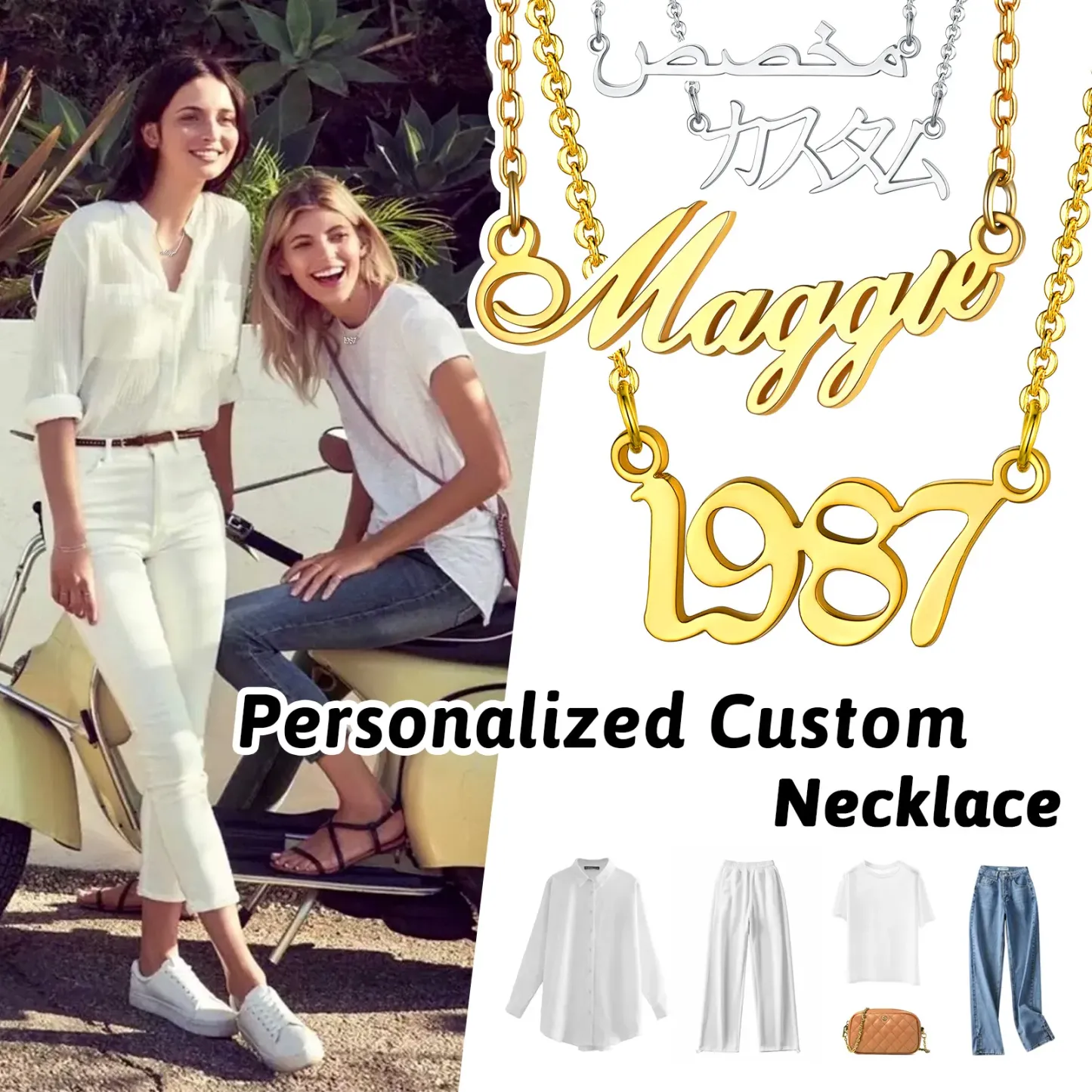 Collier Personnalisé en Numéro avec Prénoms pour Femme