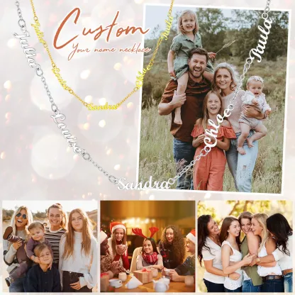 Collier Ras-du-Cou Personnalisé avec 1 à 5 Prénoms Cadeau